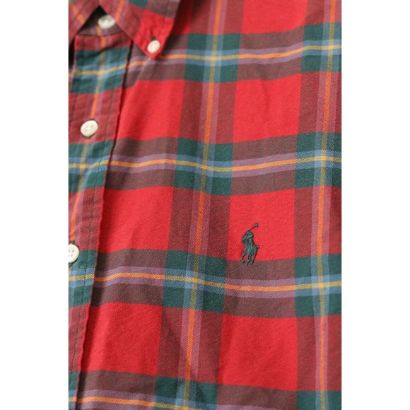 Ralph Lauren Mens Shirt Classic Fit Size XL Button Front Red Plaid Logo Cotton - Picture 3 of 7